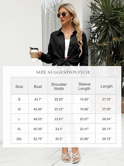 Photo 2 of Womens Cotton Button Down Shirt Casual Long Sleeve Loose Fit Collared Work Blouse Tops with Pocket
SIZE MEDIUM