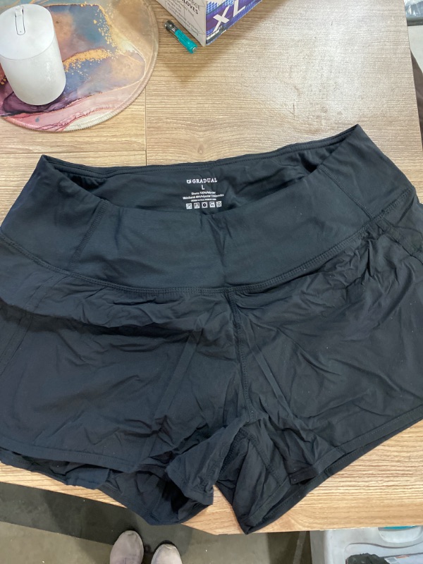 Photo 3 of size large ......G Gradual Women's Running Shorts with Mesh Liner 3" Workout Athletic Shorts for Women with Phone Pockets
