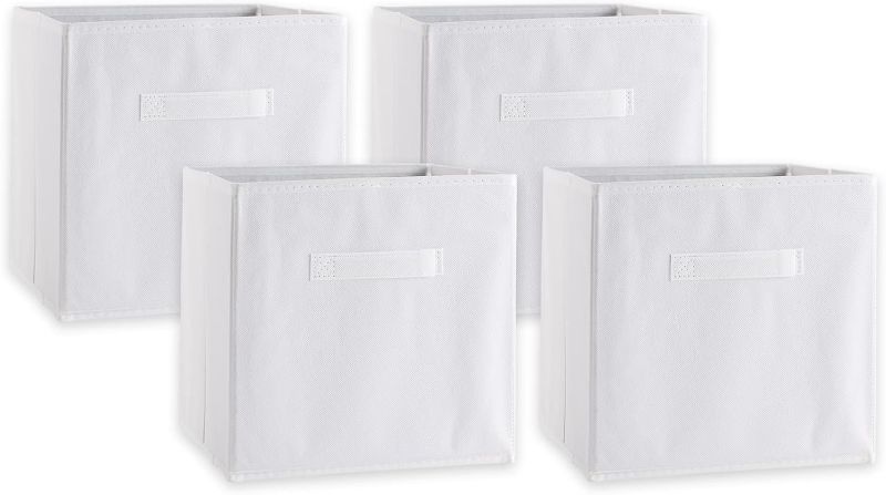 Photo 1 of DII Non Woven Fabric Storage Bin Collection Collapsible Organizer Cube, Large Set, 11x11x11, White, 4 Count

