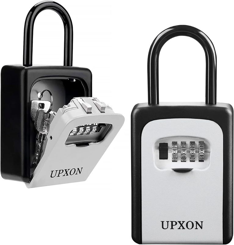 Photo 1 of Key Lock Box, UPXON Large Capacity Key Safe Lock Box with Resettable Code, Portable Combination Lockbox for House Keys, Waterproof Wall Mounted Key Box for Home, Hotels, Office, Realtor Grey 1 Pack
