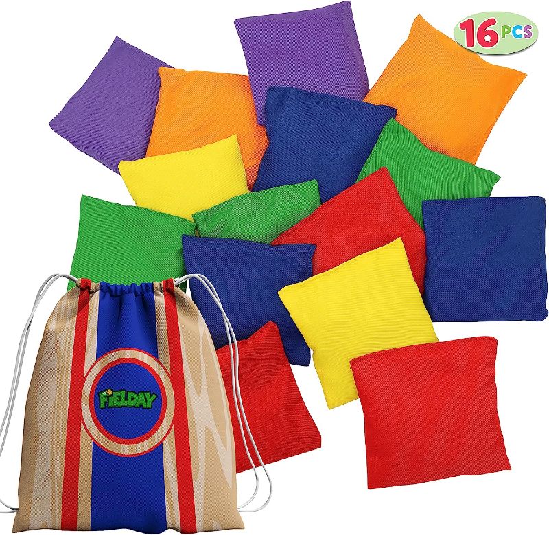 Photo 1 of JOYIN 16 Cornhole Bean Bags for Tossing (4.7” x 4.7”), Durable Nylon All-Weather Bean Bags, Includes 15 Bean Bags and a Carry Bag, Cornhole Game Set, Party Game Supplies for Kids & Adults
