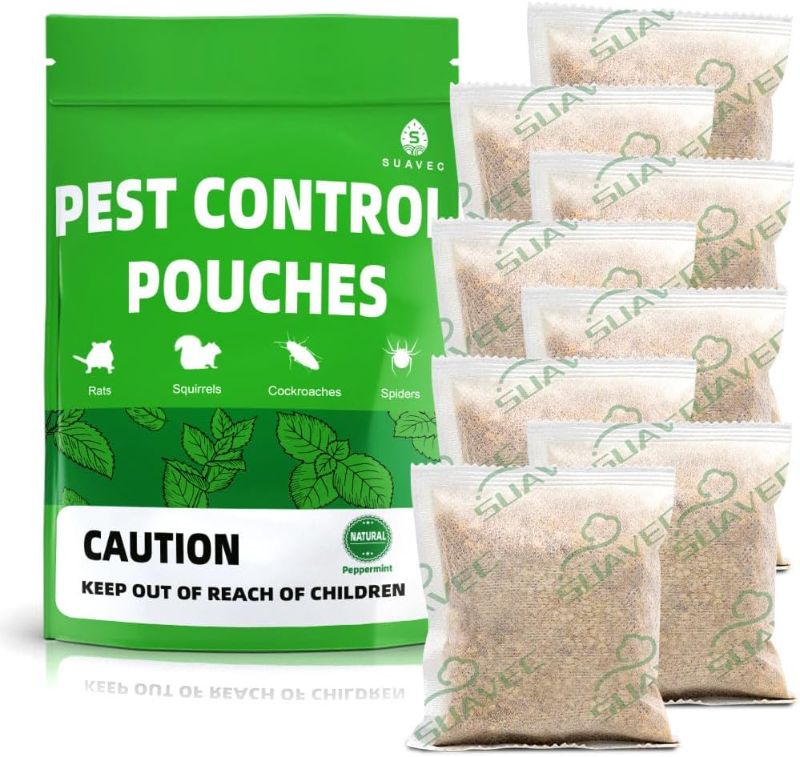 Photo 1 of SUAVEC Pest Control Pouches, Rodent Repellent, Peppermint Mouse Repellent, Repel Rodents, Mouse, Mice, Rats, Ant, Roach, Moths & Other Pest, Indoor Mice Repellent, Mosquito Repellent- 8 Pouches
