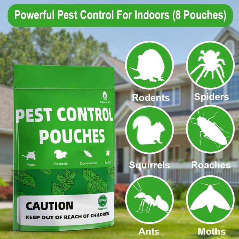 Photo 2 of SUAVEC Pest Control Pouches, Rodent Repellent, Peppermint Mouse Repellent, Repel Rodents, Mouse, Mice, Rats, Ant, Roach, Moths & Other Pest, Indoor Mice Repellent, Mosquito Repellent- 8 Pouches
