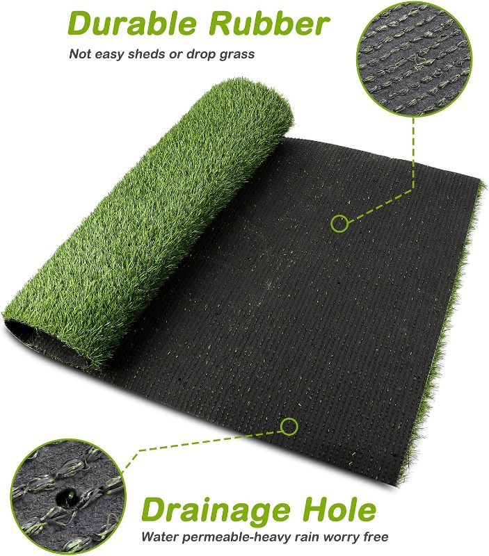 Photo 2 of Bethebstyo Artificial Grass, 51" x 26" Dog Pee Pads, Professional Dog Potty Training Rug, Large Dog Grass Mat with Drainage Holes, Pet Turf Indoor Outdoor Flooring Fake Grass Doormat - Easy to Clean
