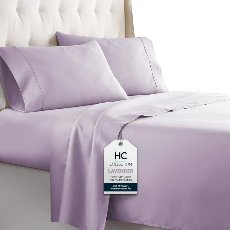 Photo 1 of HC COLLECTION Queen Sheet Set - Deep Pocket Bed Sheets - Extra Soft & Breathable - 4 PC Set, Easy Care, Machine Washable - Cooling Lavender Sheets
