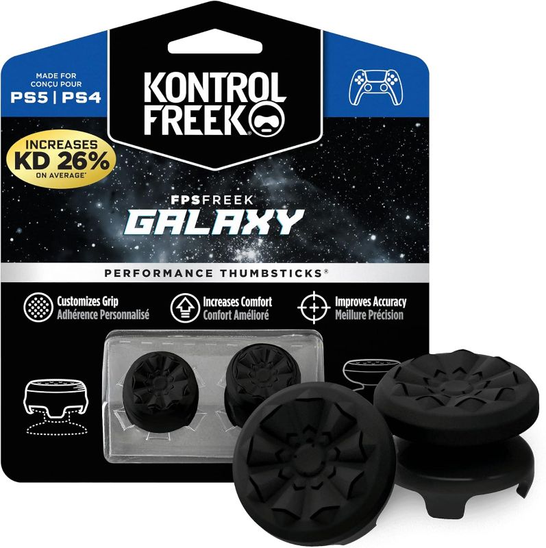 Photo 1 of KontrolFreek FPS Freek Galaxy Purple for PlayStation 4 (PS4) and PlayStation 5 (PS5) | Performance Thumbsticks | 1 High-Rise, 1 Mid-Rise | black

