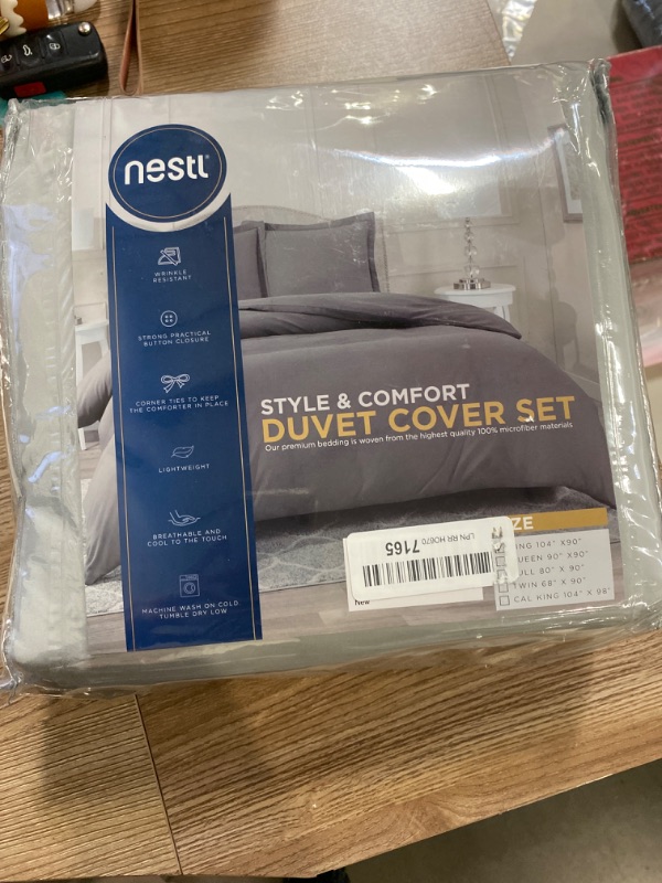 Photo 2 of KING Nestl Grey Duvet Cover Full Size - Soft Double Brushed Full Size Duvet Cover Set, 3 Piece, with Button Closure, 1 Duvet Cover 80x90 inches and 2 Pillow Shams
