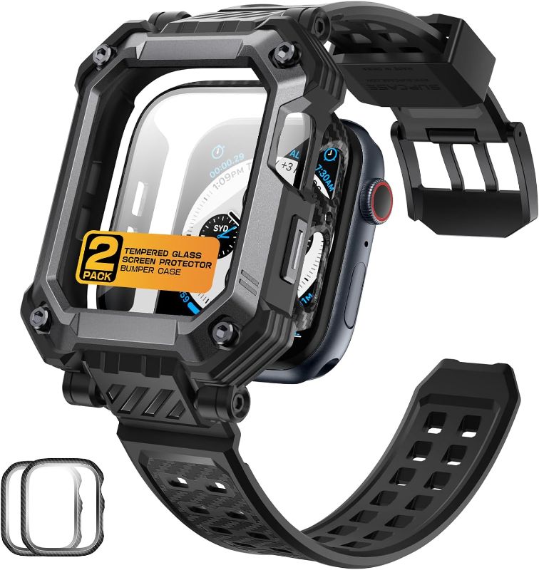 Photo 1 of SUPCASE Unicorn Beetle Pro Case with Band for Apple Watch Series 9/8/7 [45mm], [2X Built-in Tempered Glass Screen Protector] Rugged Protective Case with Strap Bands
