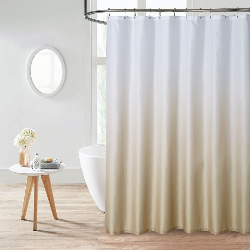 Photo 1 of YOSTEV Gold Ombre Bathroom Shower Curtains for Bathroom,Gold and White Fabric Gradient Shower Curtain,Textured Fabric Waterproof Bath Curtain,Decorative Bathroom Accessories,72x72inch,Standard Size
