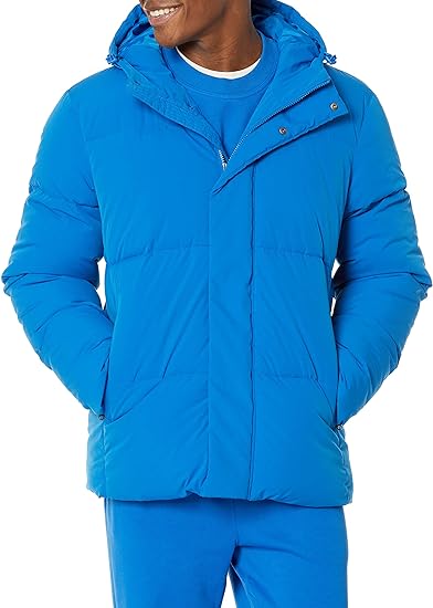Photo 1 of Amazon Essentials Men's Recycled Polyester Mid-Length Hooded Puffer 
