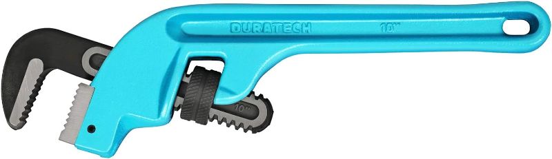Photo 1 of DURATECH 10-Inch Offset Pipe Wrench, Heavy Duty End Pipe Wrench, Cast Iron Handle, Adjustable Plumbing Wrench
