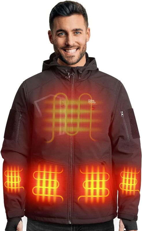 Photo 1 of KEMIMOTO Heated Jackets for Men with 15000mAh Battery Pack, Winter Outdoor Warming Soft Shell Electric Heating Coat

