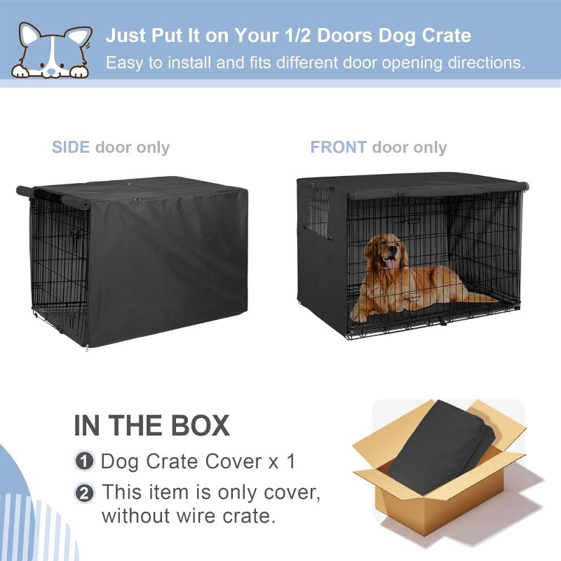 Photo 5 of Explore Land 36 inches Dog Crate Cover - Durable Polyester Pet Kennel Cover Universal Fit for Wire Dog Crate (Black)
