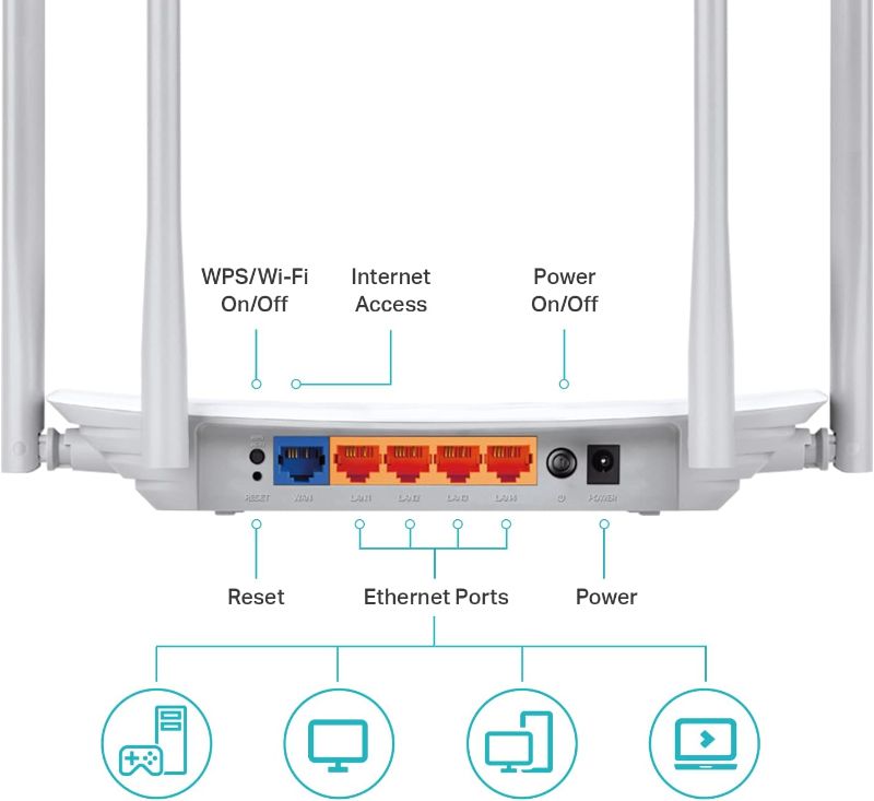 Photo 6 of TP-Link AC1200 WiFi Router (Archer A54) - Dual Band Wireless Internet Router, 4 x 10/100 Mbps Fast Ethernet Ports, Supports Guest WiFi, Access Point Mode, IPv6 and Parental Controls
