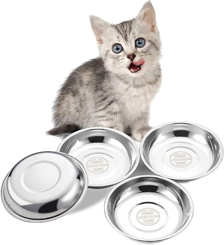 Photo 1 of VENTION Stainless Steel Cat Bowls, Whisker Fatigue Cat Bowl, Metal Cat Dishes, Shallow Cat Food Dish
