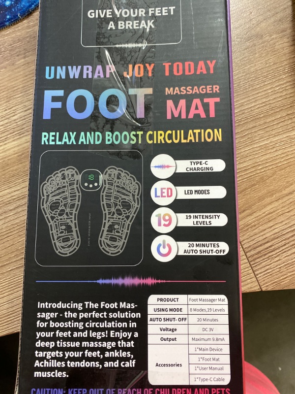 Photo 1 of CrazySun EMS Foot Massager Mat for Neuropathy - Foot Massager for Pain Plantar Relief, Improve Circulation, Muscle Relaxation, Portable & Rechargeable Feet Massager Pad with 6 Modes &19 Levels
