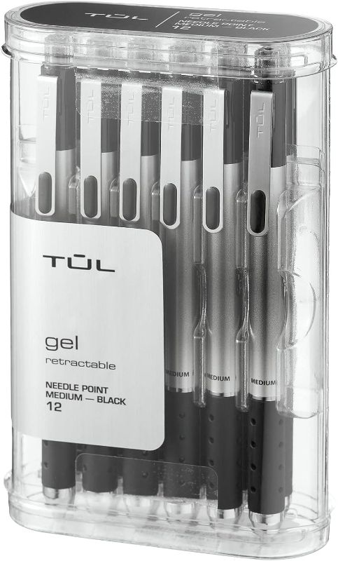 Photo 1 of TUL GL1 Retractable Gel Pen, Needle Point, 0.5 mm, Gray Barrel, Black Ink, Pack Of 12
