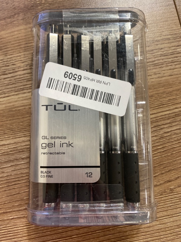 Photo 2 of TUL GL1 Retractable Gel Pen, Needle Point, 0.5 mm, Gray Barrel, Black Ink, Pack Of 12
