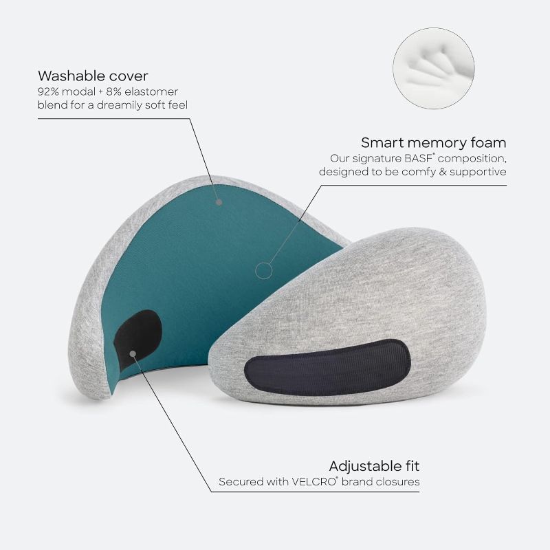 Photo 2 of Ostrichpillow Go Neck Pillow - Premium Memory Foam Travel Pillow, 360º Ergonomic Design, Asymmetrical Sides, Travel Bag Included, Washable Modal Cover
