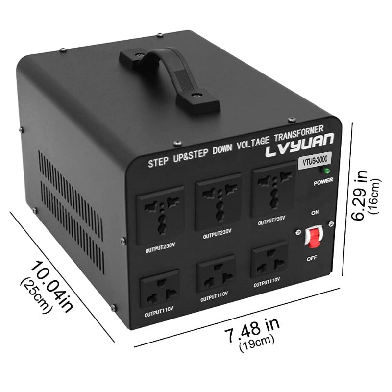 Photo 3 of Yinleader Voltage Converter Transformer(110V to 220V, 220V to 110V) Step Up/Down Transformer Converter 110/120 Volt - 220/240 Volt w/US Power Cord,Circuit Breaker Protection (VTUS-3000-6S)
