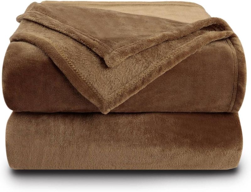 Photo 1 of NANPIPER Fleece Blankets Super Soft Flannel Queen Size Blanket for Bed Luxury Cozy Microfiber Plush Fuzzy Blanket,Coffee Brown
