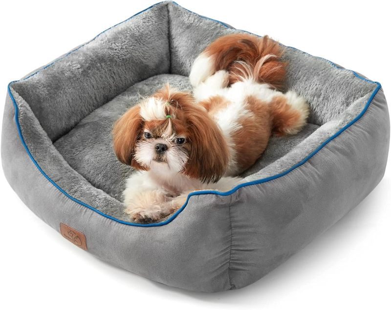 Photo 1 of Bedsure Dog Beds for Small Dogs - Beds for Indoor Cats, Rectangle Cuddle Small Bed Washable with Anti-Slip Bottom, 20 Inches, Grey
