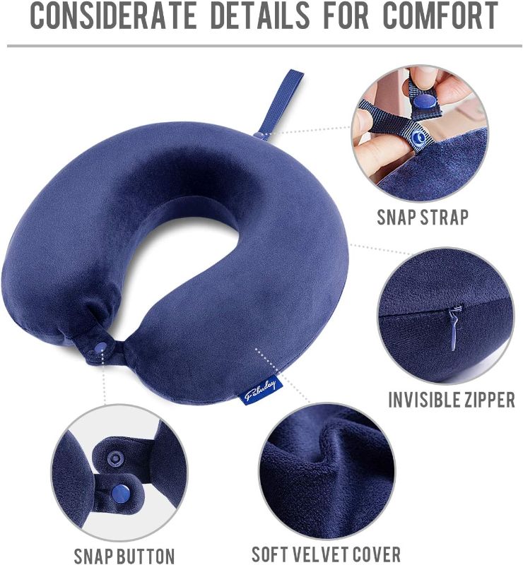 Photo 3 of Fabuday Travel Pillow Memory Foam - Head Neck Support Airplane Pillow for Traveling, Car, Home, Office, Travel Neck Flight Pillow with Attachable Snap Strap Soft Washable Cover
