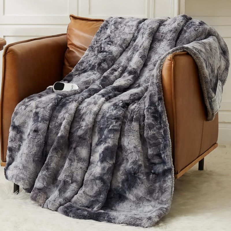 Photo 1 of Homemate Heated Blanket Electric Throw - 50x60 Heating Throw 5 Gears Auto-Off 10 Heat Levels, Over-Heat Protection Luxury Faux Fur Sherpa Heater Blanket Electric ETL Certification
