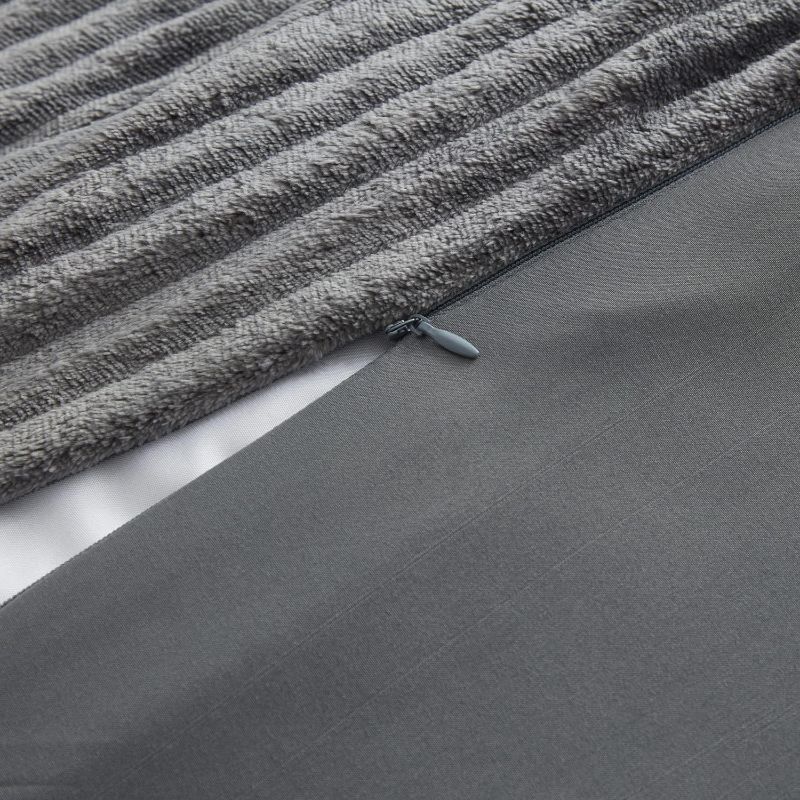 Photo 1 of Nestl Charcoal Gray Queen Microfiber Flannel Bedding Set with 3 Pieces
