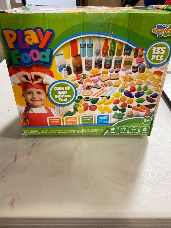Photo 4 of Play Food Set 135 Pieces Play Kitchen Set for Market Educational Pretend Play, Food Playset, Kids Toddlers Toys, Kitchen Accessories Fake Food, Party Favor Christmas Stocking Stuffers

