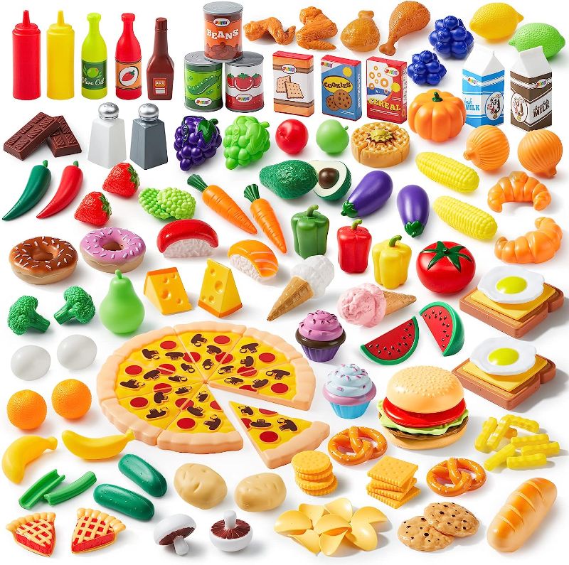 Photo 1 of Play Food Set 135 Pieces Play Kitchen Set for Market Educational Pretend Play, Food Playset, Kids Toddlers Toys, Kitchen Accessories Fake Food, Party Favor Christmas Stocking Stuffers
