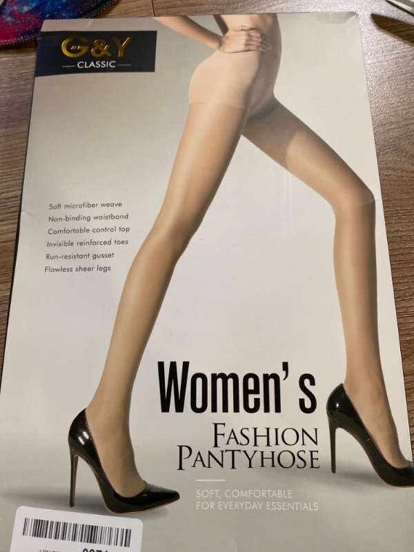 Photo 2 of G&Y 3 Pairs Women's Sheer Tights - 20D Control Top Pantyhose with Reinforced Toes
