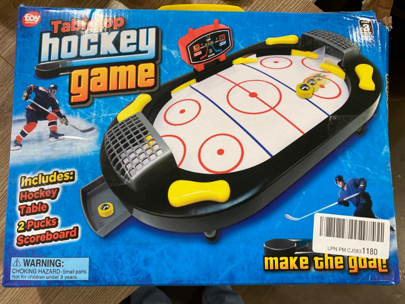 Photo 3 of Gamie Hockey Tabletop Game, Desktop Sports Game with Mini Hockey Table, 2 Pucks, and Scoreboard, Fun Indoor Games for Home, Office and Game Night, Best Gift Idea for Kids
