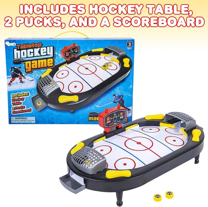 Photo 2 of Gamie Hockey Tabletop Game, Desktop Sports Game with Mini Hockey Table, 2 Pucks, and Scoreboard, Fun Indoor Games for Home, Office and Game Night, Best Gift Idea for Kids
