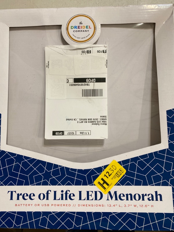 Photo 2 of Mini Electric Menorah, Tree of Life Design Hanukkah Menorah, LED Travel Menora, Batteries or USB Powered, Micro USB 4' Cable Included (Silver Matte)
