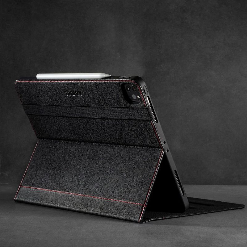 Photo 1 of TORRO Case Compatible with iPad Pro 12.9” 6th / 5th / 4th Gen - Genuine Leather iPad Pro 12.9 2022 Case with Stand Function, Apple Pencil Connectivity and Wake Sleep Function (Black)
