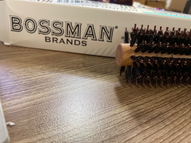 Photo 1 of Wood Round Hair Brush with High-Density Boar Bristle for Blow Drying, Straightening, Styling Shoulder or Back Length Hair, Large Round Brush 1.2" Roller, 2.4" with Bristles

