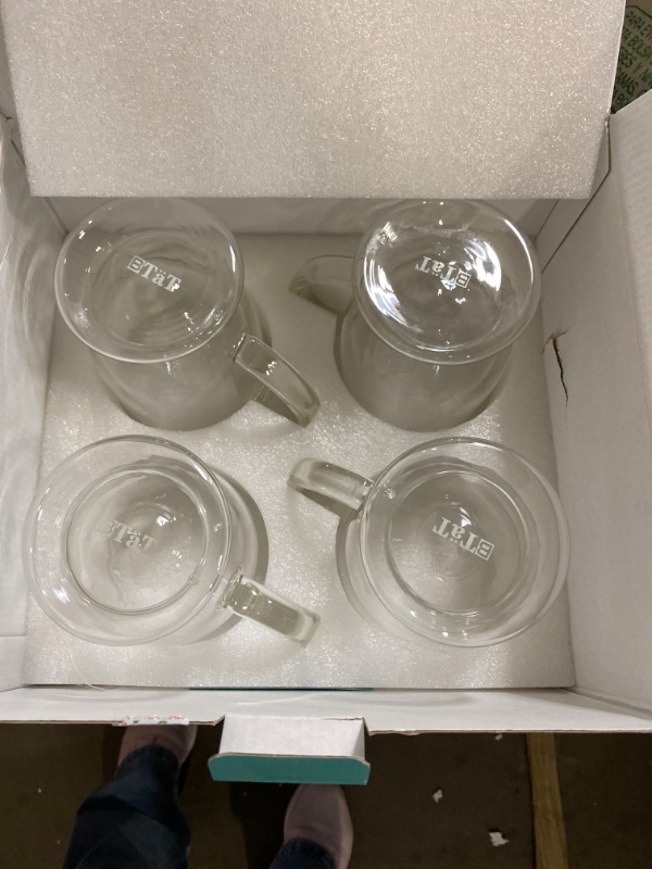 Photo 2 of BTaT- Coffee Mug Set of 4 (12oz, 350ml) Double Wall Glass Coffee Cups, Tea Cups, Beer Glasses, Clear Mugs, Glass Cups
