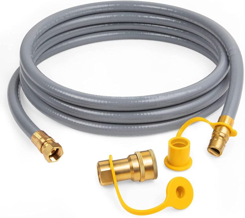 Photo 1 of GASPRO 3/8" ID Natural Gas Hose, Low Pressure LPG Hose with Quick Connect, for Weber, Char-Broil, Pizza Oven, Patio Heater and More, 12-Foot
