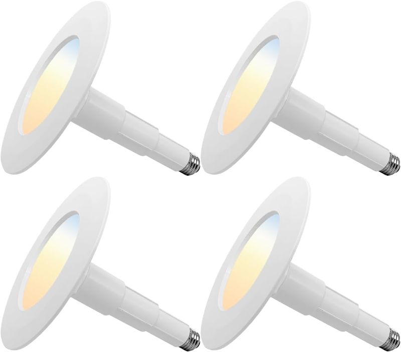 Photo 1 of Jolux 4-Pack 5/6" 5CCT Retrofit LED Recessed Lighting,Selectable 2700K/3000K/3500K/4000K/5000K,Dimmable Can Lights,Adjustable Retrofit Downlight Installation,12W=60W,800Lumen,E26 Base,Slope
