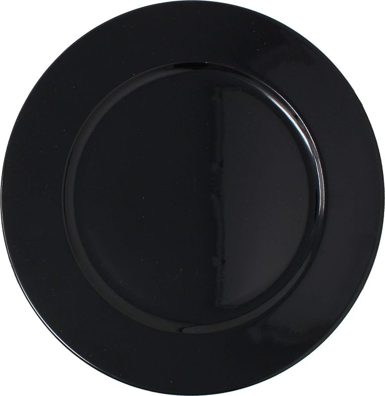 Photo 1 of Ms Lovely Metallic Foil Charger Plates - Set of 12 - Made of Thick Plastic - Black
