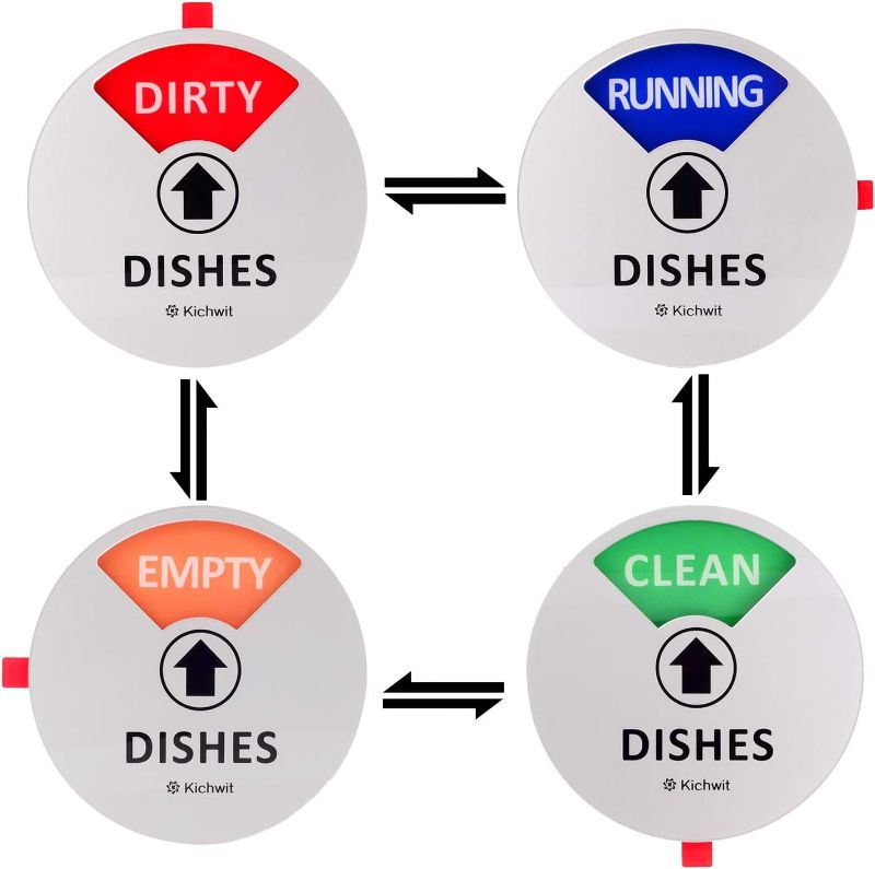 Photo 1 of Kichwit Dishwasher Magnet Clean Dirty Sign Indicator with Running and Empty Options, Works on All Dishwashers, Non-Scratch Strong Magnetic Backing, Residue Free Adhesive Included, 4 Inch, Black
