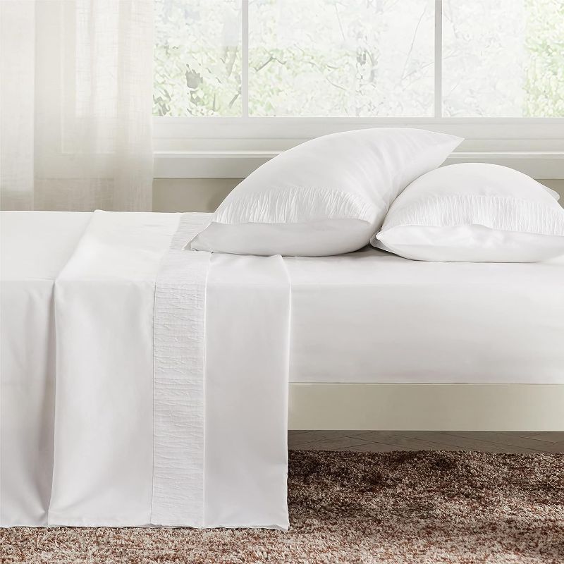 Photo 2 of Bedsure Queen Sheets White - Soft Sheets for Queen Size Bed, 4 Pieces Hotel Luxury White Sheets Queen, Easy Care Polyester Microfiber Cooling Bed Sheet Set
