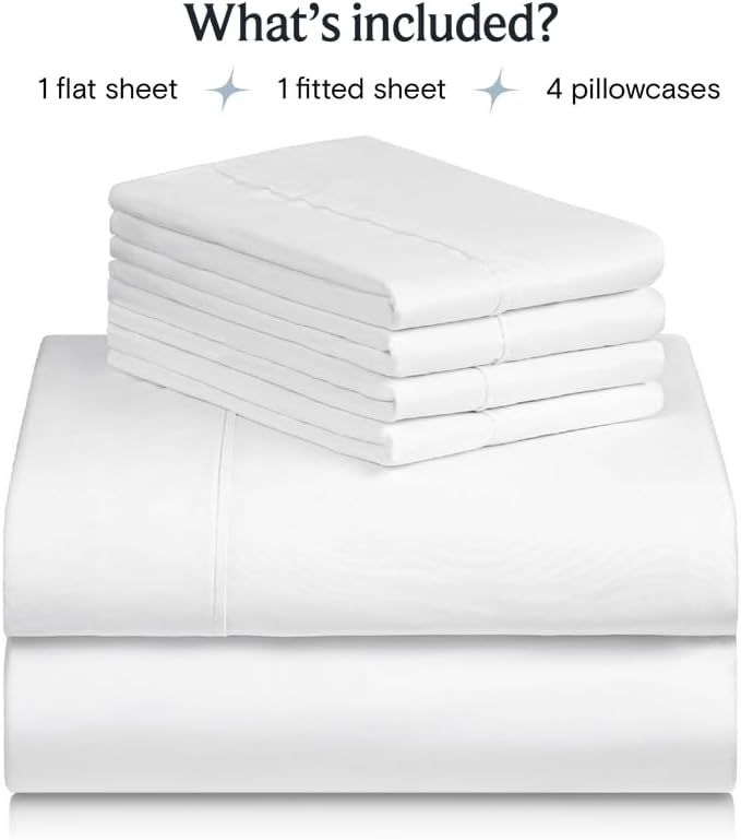 Photo 1 of LuxClub 6 PC King Sheet Set, Breathable Luxury Bed Sheets, Deep Pockets 18" Wrinkle Free Cooling Bed Sheets Machine Washable Hotel Bedding Silky Soft - White King
