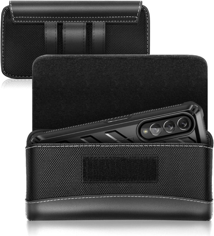 Photo 1 of SUPCASE Holster for Samsung Galaxy Z Fold 5 / Z Fold 4 / Z Fold 3 / iPhone 14 Pro Max 6.7 inch, Wear-Resisting Leather Pouch Case with Belt Clip (Black)
