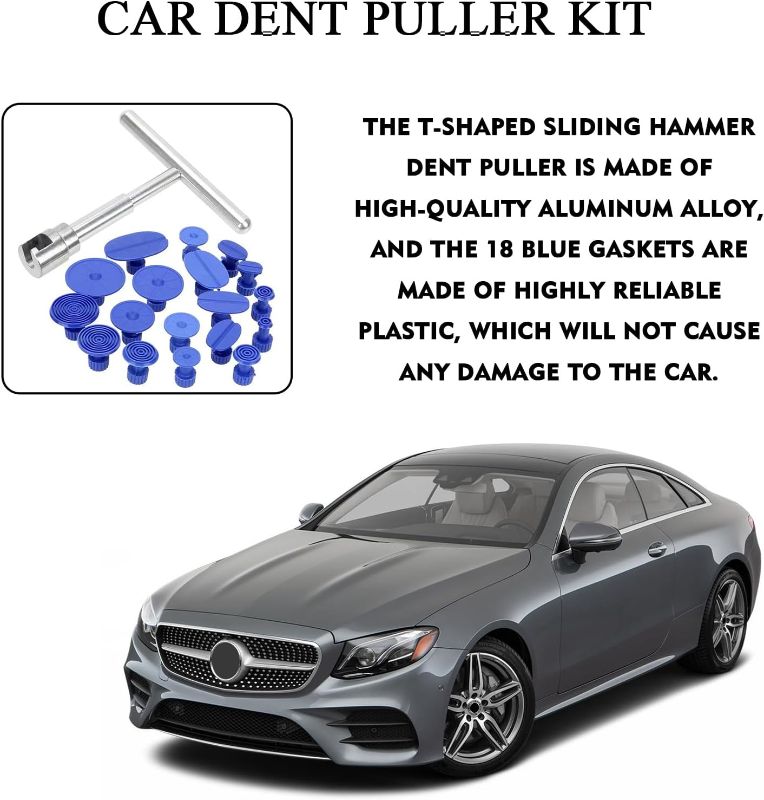 Photo 1 of tobenbone 18 Pcs Car Dent Puller, Paintless Dent Repair Tool, Car Accessories Car Body Dent Remover Kit with T Slide Hammer for Car, Glass, Screen and Tiles
