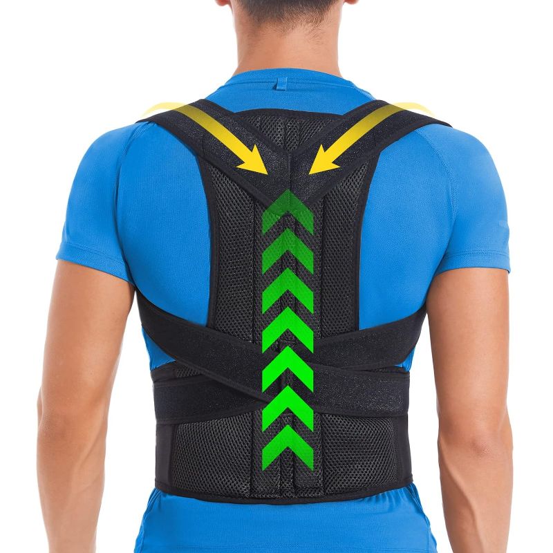 Photo 1 of DIANMEI Posture Corrector for Women and Men, Brace for Upper and Lower Back Pain Relief, Adjustable and Fully Back Support Improve Back Posture and Lumbar Support(M, 30"-35.5" Waist)
