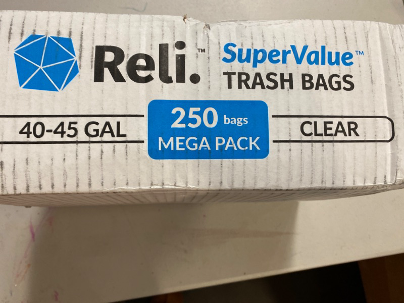 Photo 4 of Reli. SuperValue 40-45 Gallon Trash Bags | 250 Count | Made in USA | Heavy Duty | Bulk | Clear Multi-Use Garbage Bags
