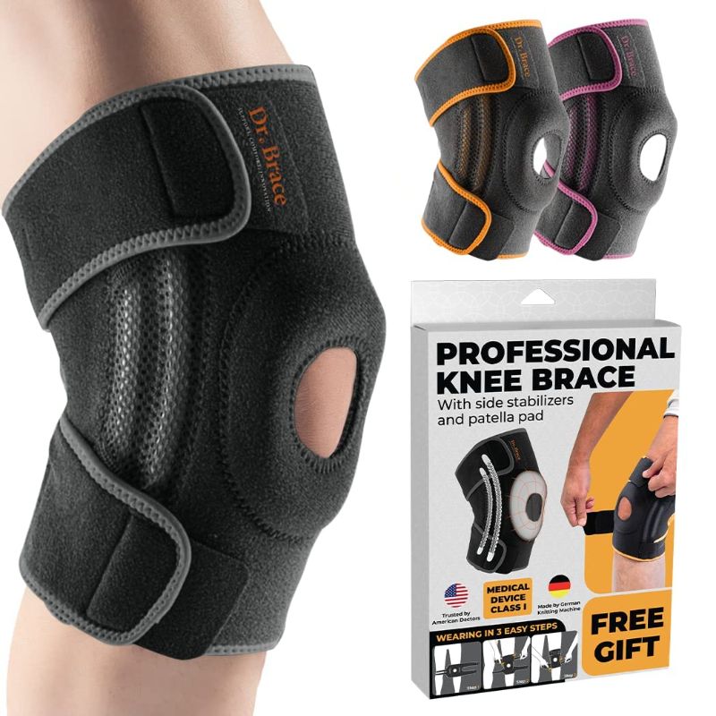 Photo 1 of DR. BRACE ELITE Knee Brace with Side Stabilizers & Patella Gel Pads for Maximum Knee Pain Support and fast recovery for men and women-Please Check How To Size Video (Mercury, Large)
