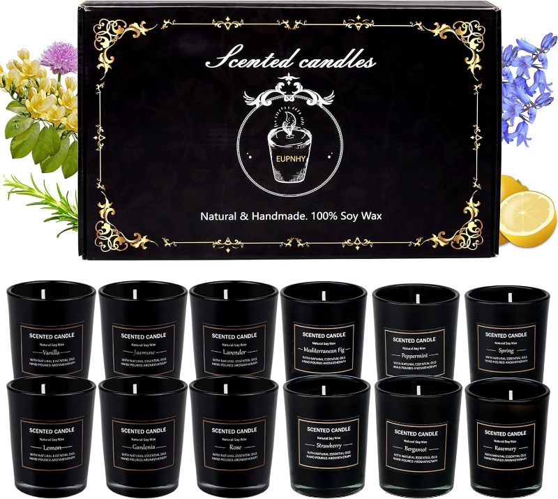 Photo 2 of EUPNHY 12 Pack Scented Jar Candles Set 2.5oz Strong Fragrance Aromatherapy Soy Wax Decorative Candles for Home Scented Bath and Body Works Best Gifts for Women.
